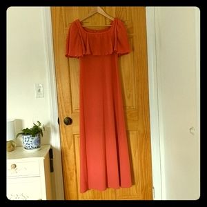 Vintage 70s Full Length Coral Dress